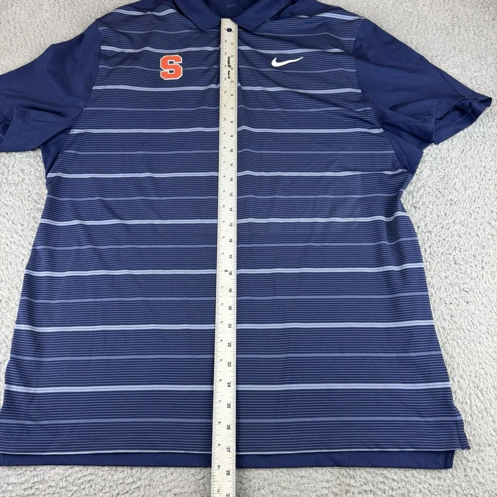 Nike Dri-FIT Tiger Woods Golf Polo Shirt Navy‎ Blue Striped Men's Large Syracuse